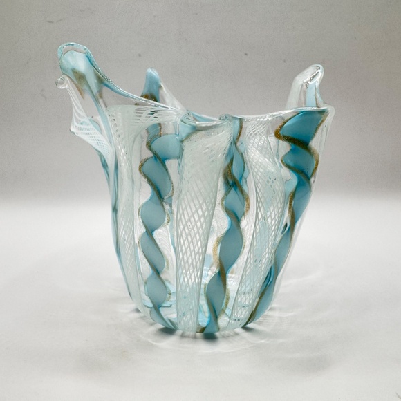 Petite Murano Glass Zanfirico Fazzoletto Handkerchief vase, Mid Century 1960s - Picture 5 of 10